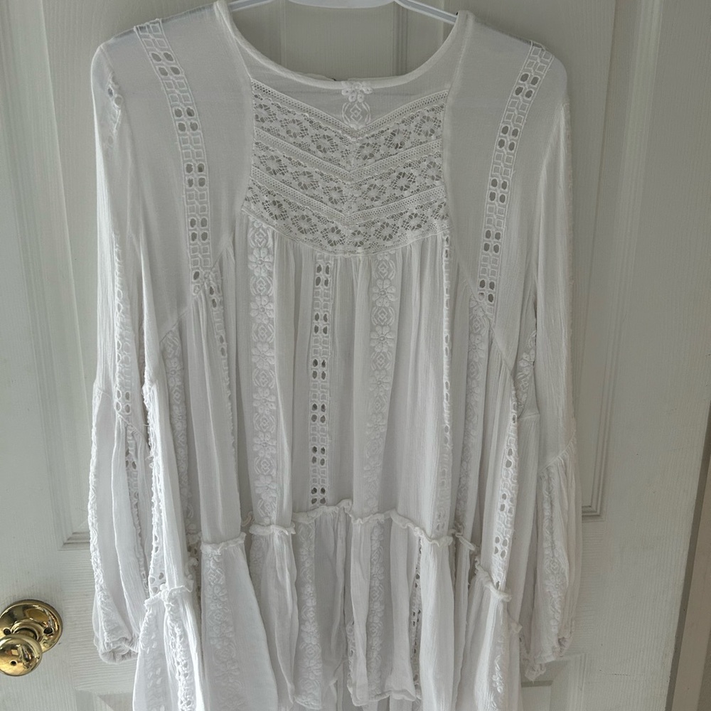 Free People White Lace Mini Dress